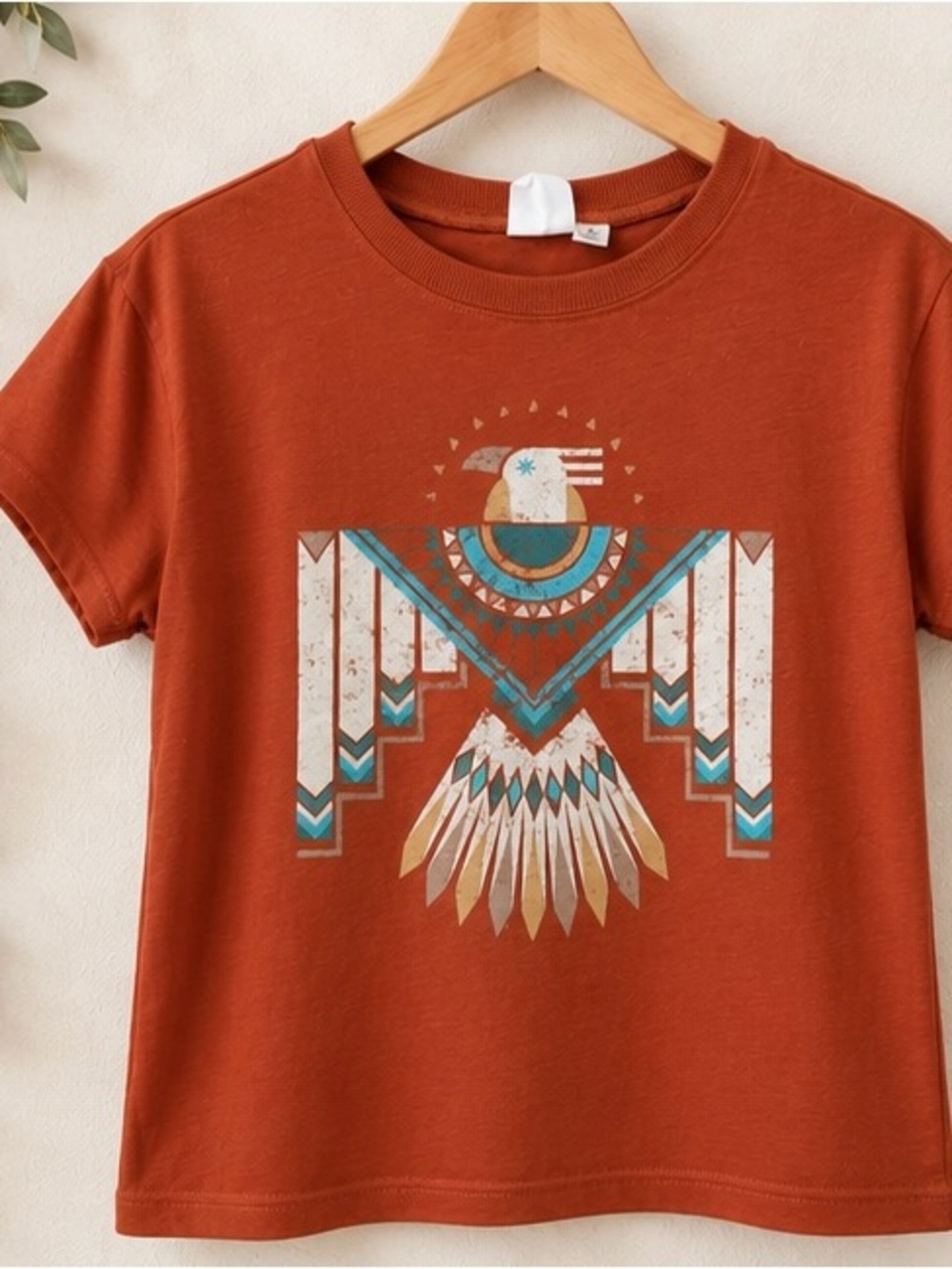 White Crow Rust Thunderbird Western Graphic Tee Size Small